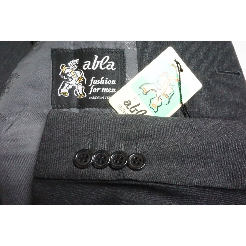 Abla x Attolini Charcoal Gray Wool 2 Pc Suit Jacket Pants 44R BRAND NEW